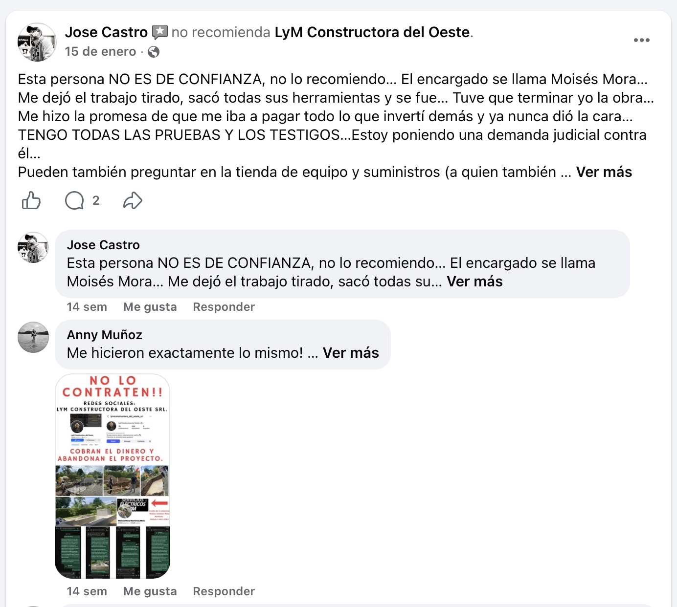 MOISES MORA MARTINEZ NO SE RECOMIENDA